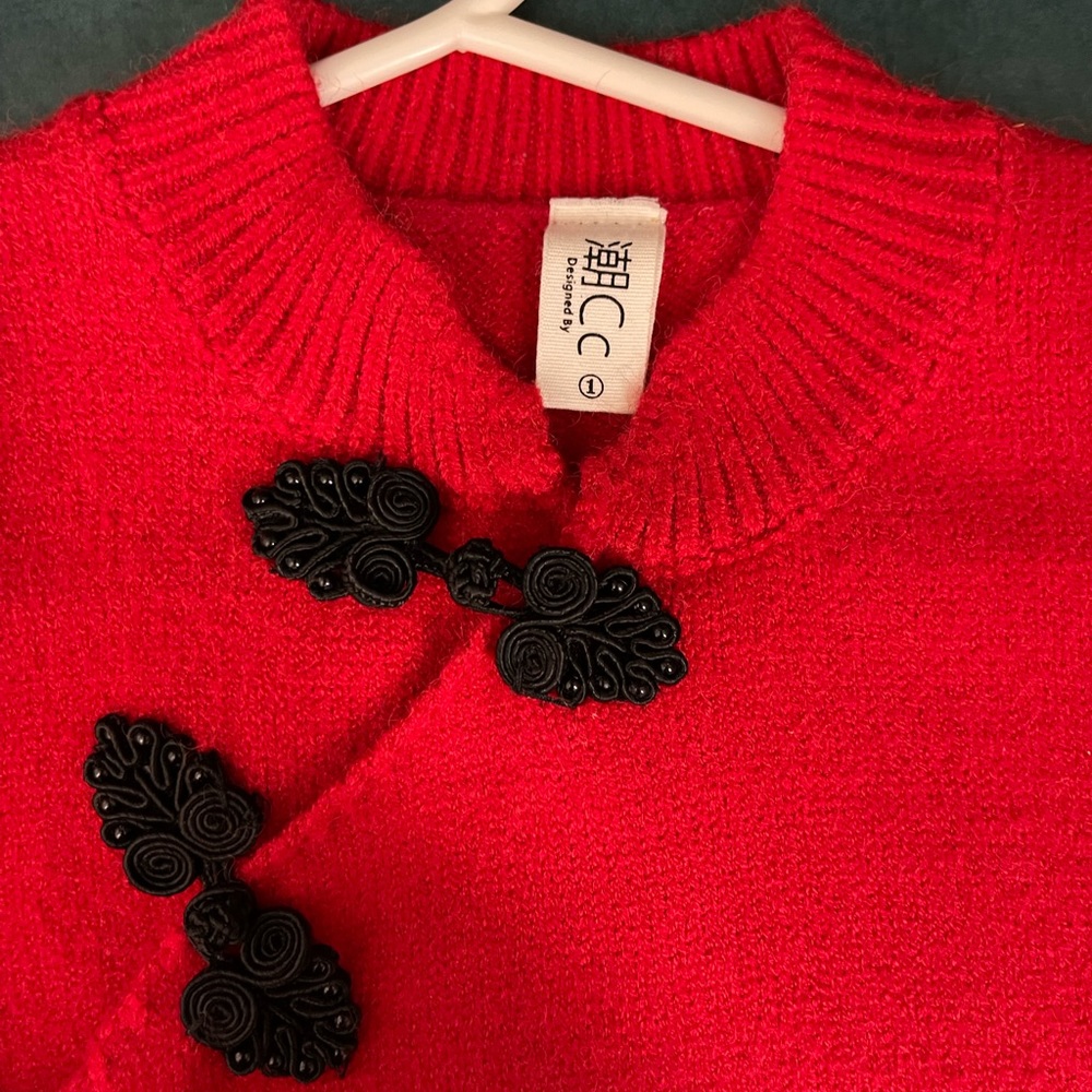 Toddler Girl Red Sweater Dress EUC Lunar New Year Chinese New Year - Picture 5 of 8